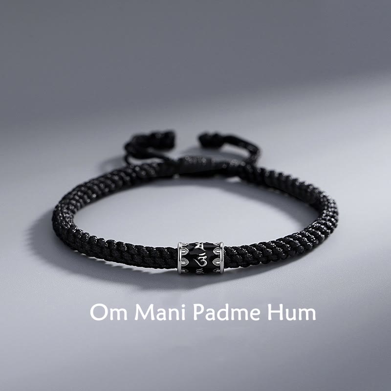 Buddha Stones925スターリングシルバーオーム・マニ・パドメ・フムフム ピース編みブレスレット