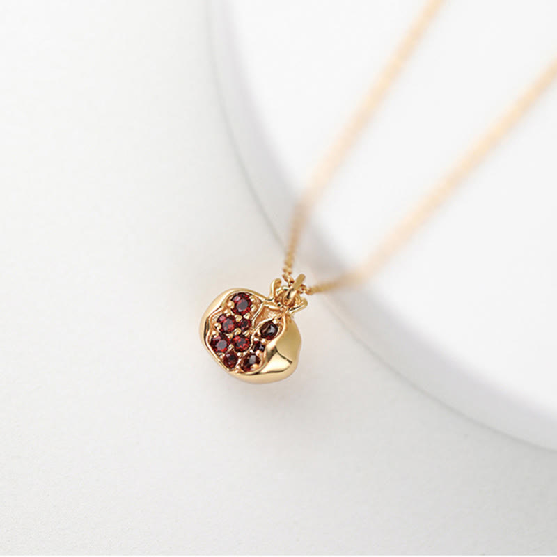 Buddha Stones 925スターリングシルバー 18Kゴールドメッキ ザクロガーネットクリスタル パッションチャームネックレスペンダント