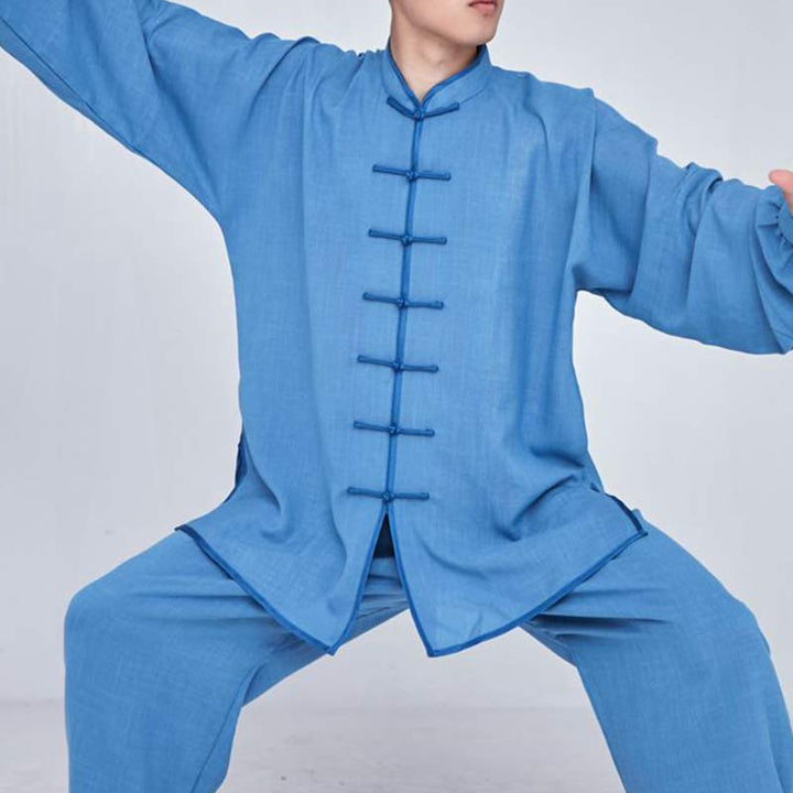 Buddha Stones瞑想禅祈りスピリチュアル太極拳気功練習ユニセックス刺繍服セット - ディープスカイブルー ロングスリーブ - US14、 UK/AU18、 EU46 (3XL) - image 20