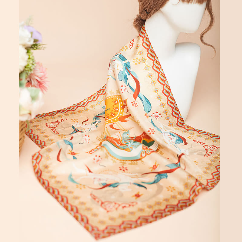 Buddha Stones敦煌日月山 100% 桑シルクスカーフ 敦煌ショール