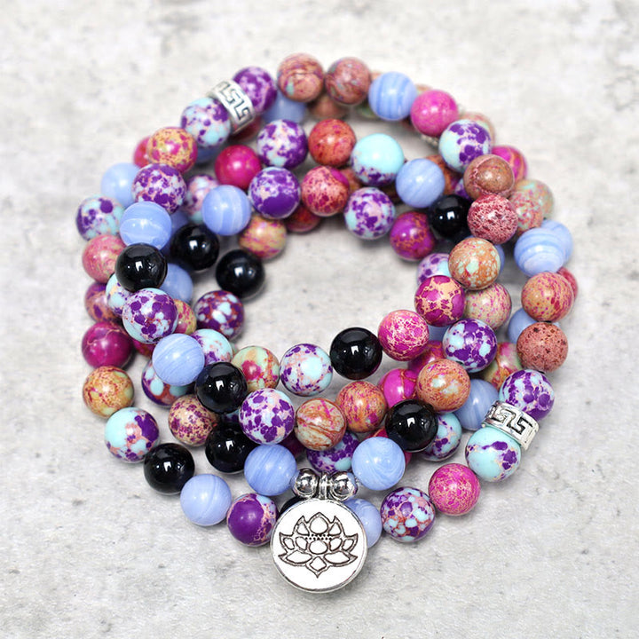 Buddha Stones天然紫ミャオ石 蓮のMala