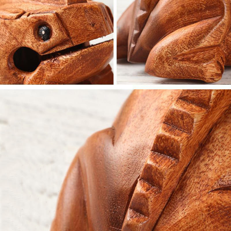 Buddha Stones手作り 風水 富運 カエル ミニ木製 鳴き声 カエル ギロ 装飾