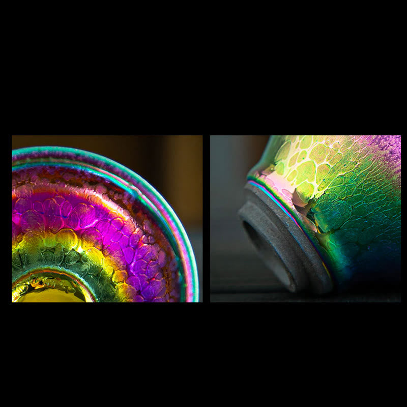 Buddha Stones手作り妖精レインボー中国Jianzhan陶器ティーカップ天目カンフーティーカップ