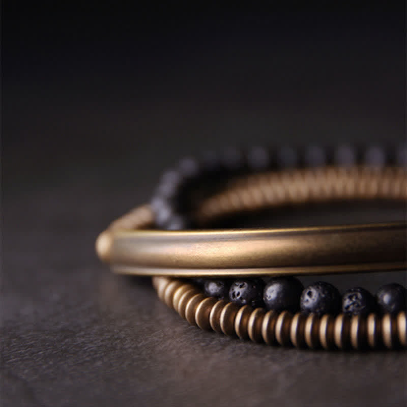 Buddha Stonesヴィンテージ溶岩銅サポートブレスレット