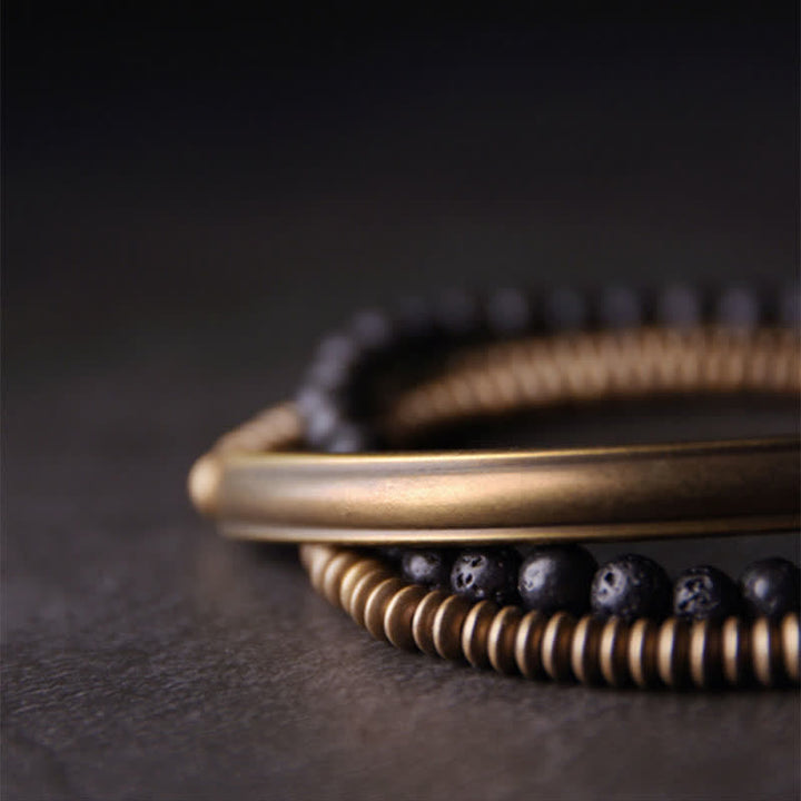 Buddha Stonesヴィンテージ溶岩銅サポートブレスレット