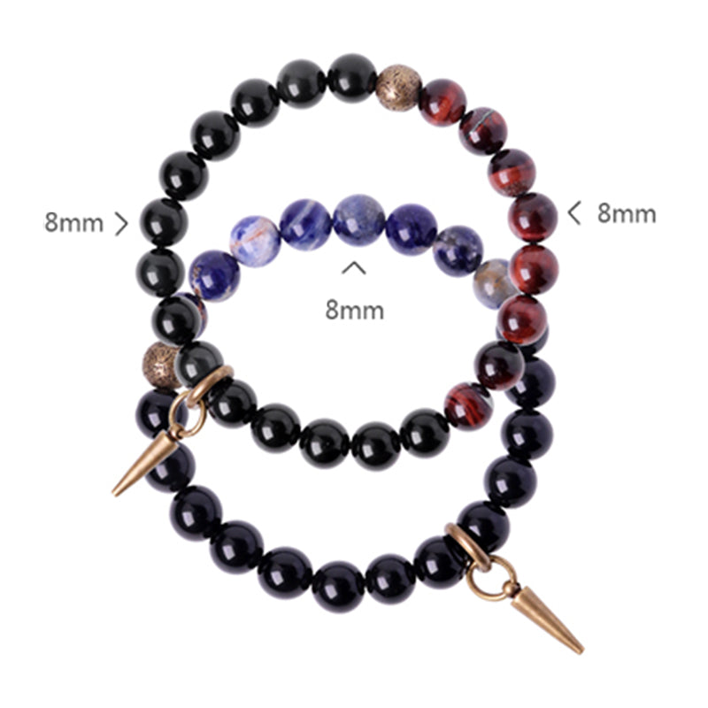 Buddha Stonesブラックオブシディアン ソーダライト クリスタル 銅 強さ カップル ブレスレット