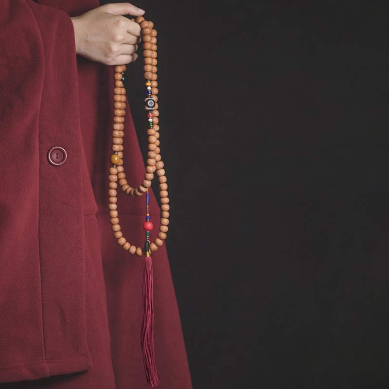 Buddha Stones108 個入りMalaビーズ 菩提樹種 ビーズ 平和 タッセル ブレスレット