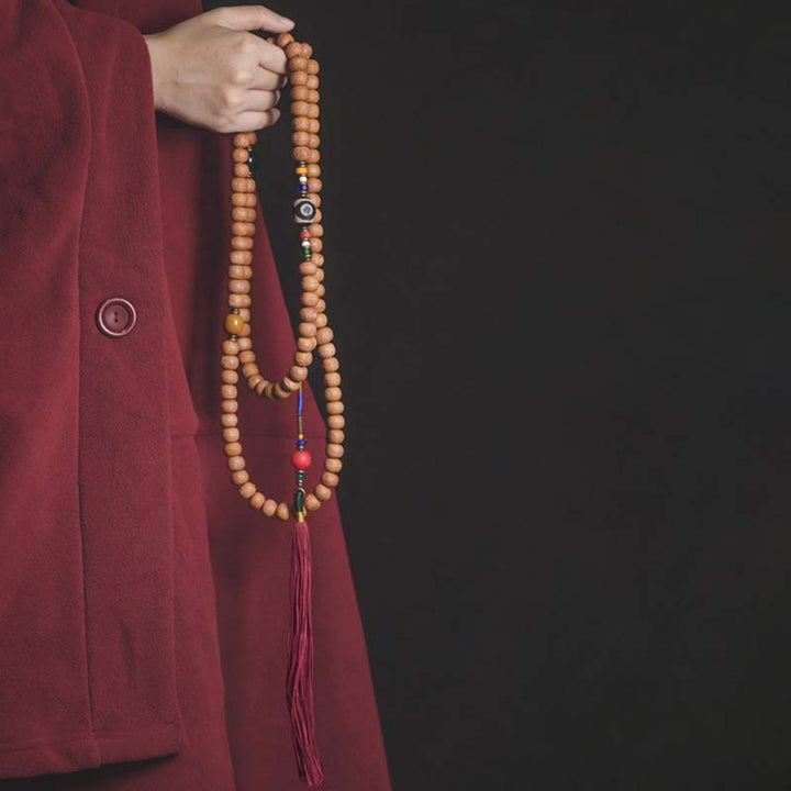 Buddha Stones108 個入りMalaビーズ 菩提樹種 ビーズ 平和 タッセル ブレスレット