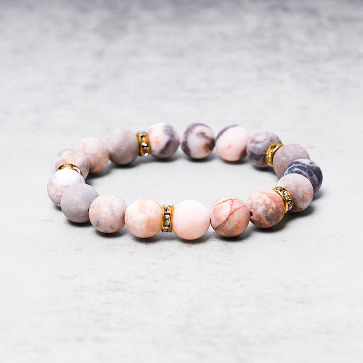 Buddha Stones不安・ストレス解消 クリスタル ゼブラ ジャスパー ビーズブレスレット