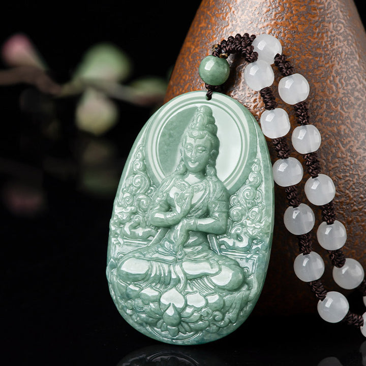 Buddha Stones天然翡翠 観音菩薩 お守り 富のネックレス ペンダント - image 6