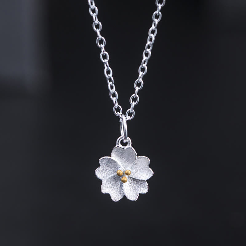 Buddha Stones925スターリングシルバー 桜の花の祝福ネックレスペンダント