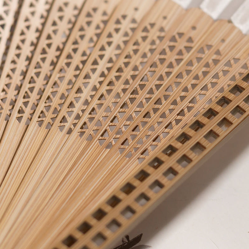 Buddha Stonesのヴィンテージ手持ち扇子(竹製フレーム付き)