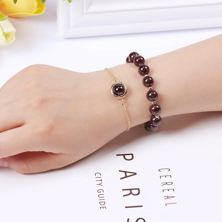 サンストーン ストロベリークォーツ クリスタル ガーネット ポジティブ パワーストーンブレスレット Buddha Stones