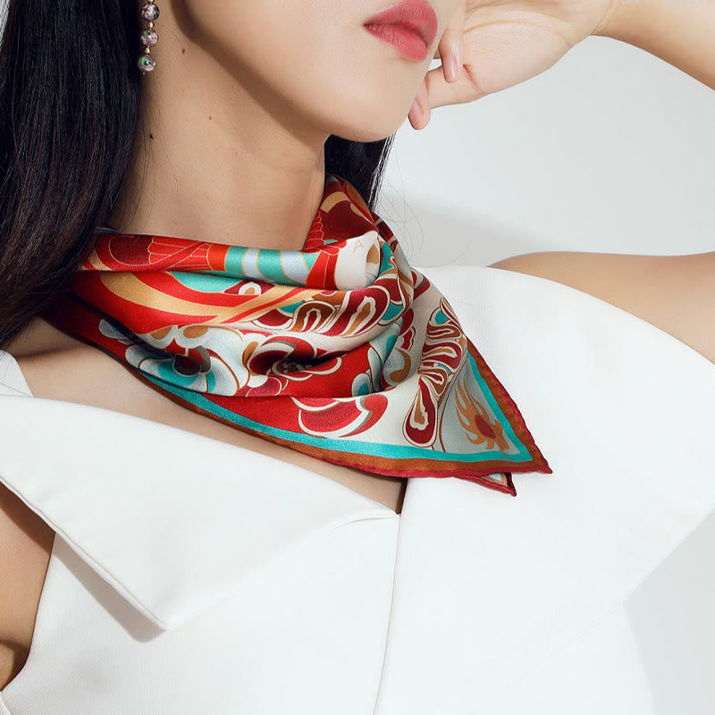 Buddha Stones敦煌 反芻 琵琶 飛翔 フレスコ画 100% 桑絹 スカーフ 高級 6A 敦煌 ショール