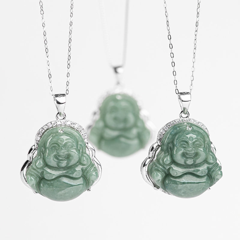 Buddha Stones925スターリングシルバー 笑う仏陀 翡翠 豊穣のネックレスチェーンペンダント - image 11