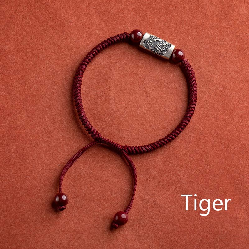 Buddha Stones925スターリングシルバー 12星座 辰砂 ストリングブレスレット