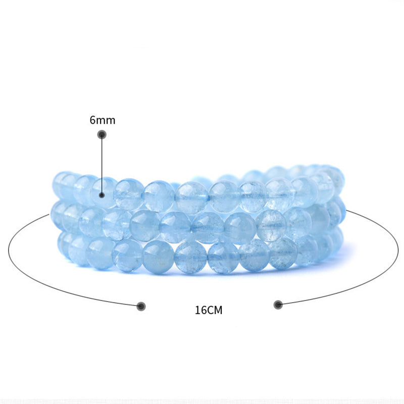 Buddha Stones天然アクアマリン平和ヒーリングブレスレット