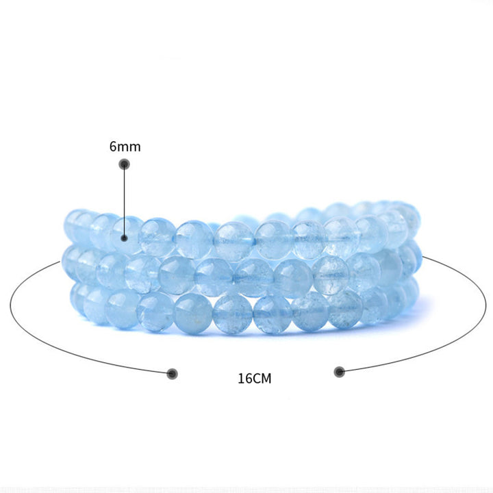 Buddha Stones天然アクアマリン平和ヒーリングブレスレット