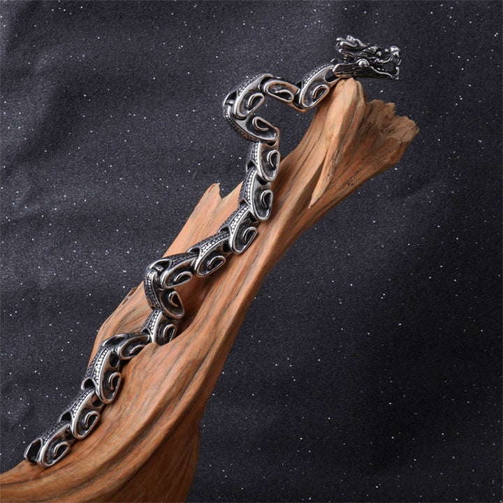 Buddha Stonesドラゴンチタン鋼幸運ブレスレットバングル