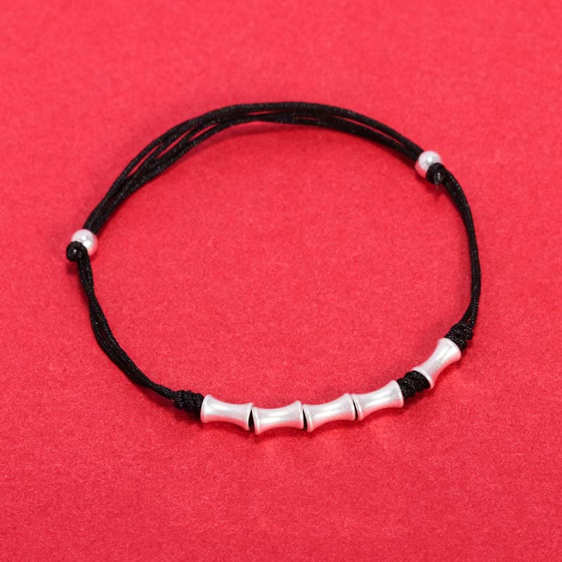 Buddha Stones925 スターリングシルバー 竹デザイン 守護幸運 編み込みブレスレット
