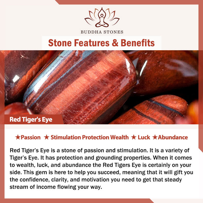 Buddha Stones天然タイガーアイヒーリングビーズブレスレット