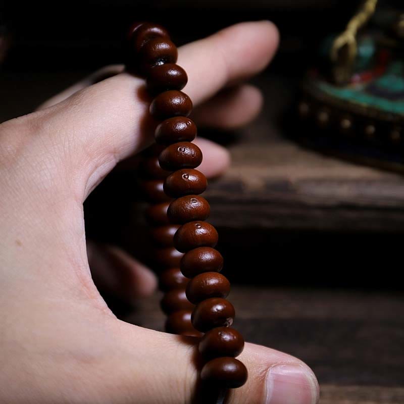 Buddha Stones天然チベット 108 個Malaビーズ 紫菩提樹 三目 ジビーズ 銅製 ドルジェ ハーモニーブレスレット