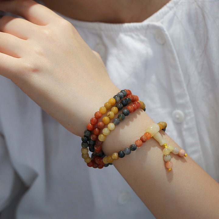 Buddha Stones108 ビーズ 天然赤瑪瑙Mala守護ブレスレット