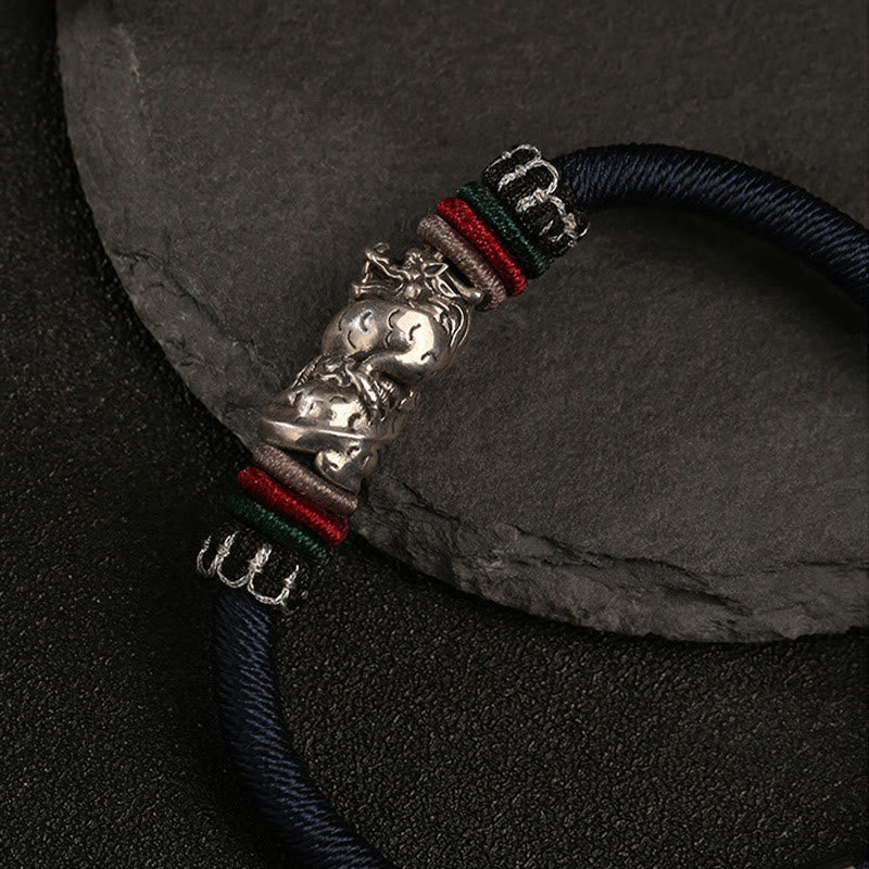 Buddha Stonesハンドメイド925スターリングシルバー龍年縁起の良い龍の幸運ロープブレスレット