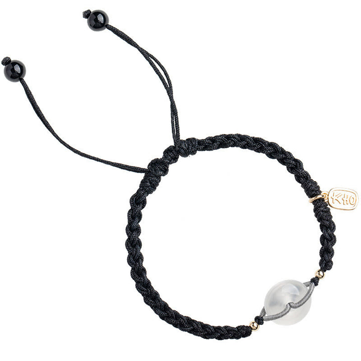 Buddha Stonesカルセドニー ラウンドピースバックル ポジティブストリングブレスレット