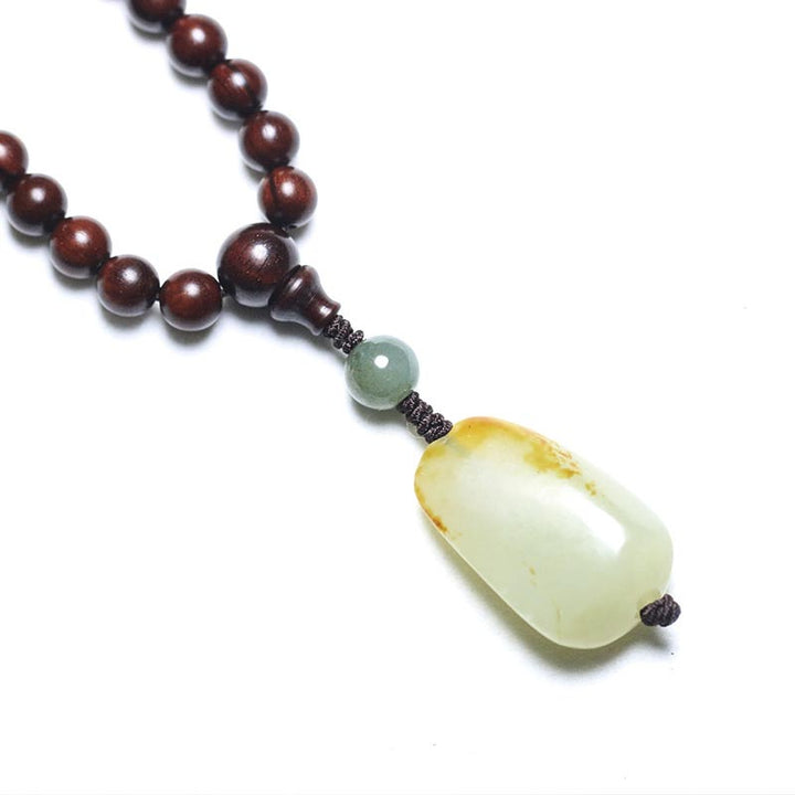 Buddha Stonesチベット小葉紅檀翡翠Mala瞑想ブレスレット