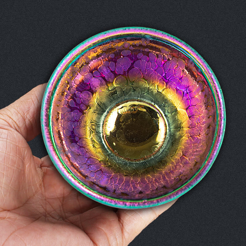 Buddha Stones手作り妖精レインボー中国Jianzhan陶器ティーカップ天目カンフーティーカップ