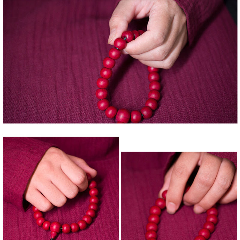 Buddha Stonesアベリア・ビフローラ 木製 邪気払い 手首用Mala