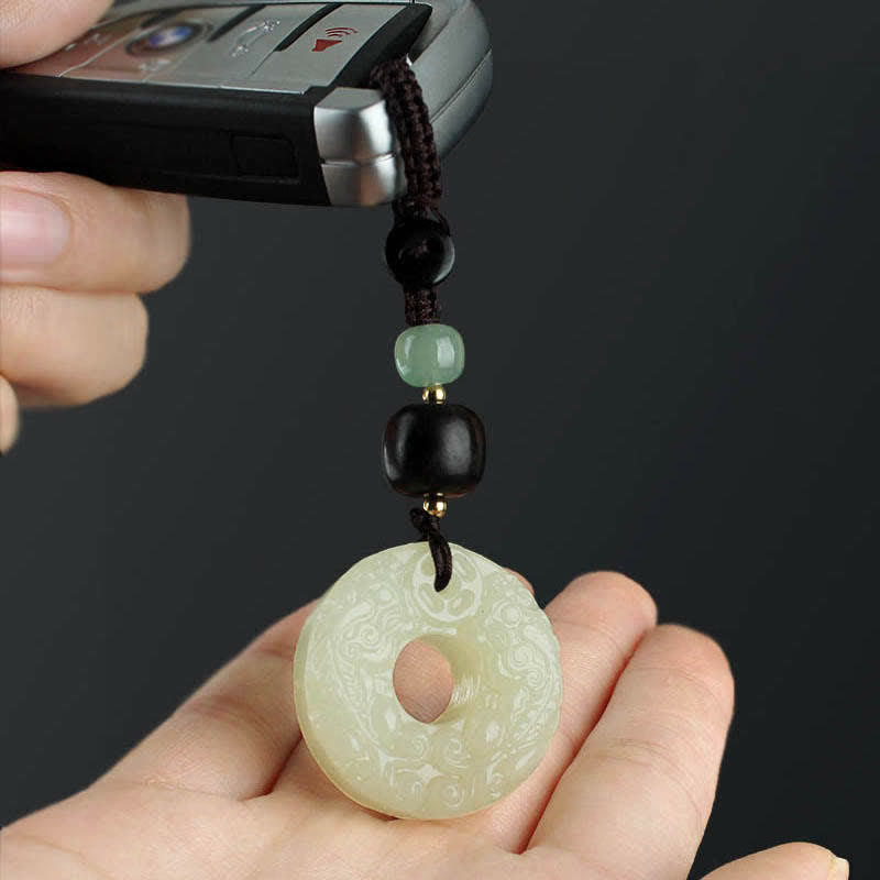Buddha Stones翡翠 平和 バックル 豊穣 富のキーチェーン