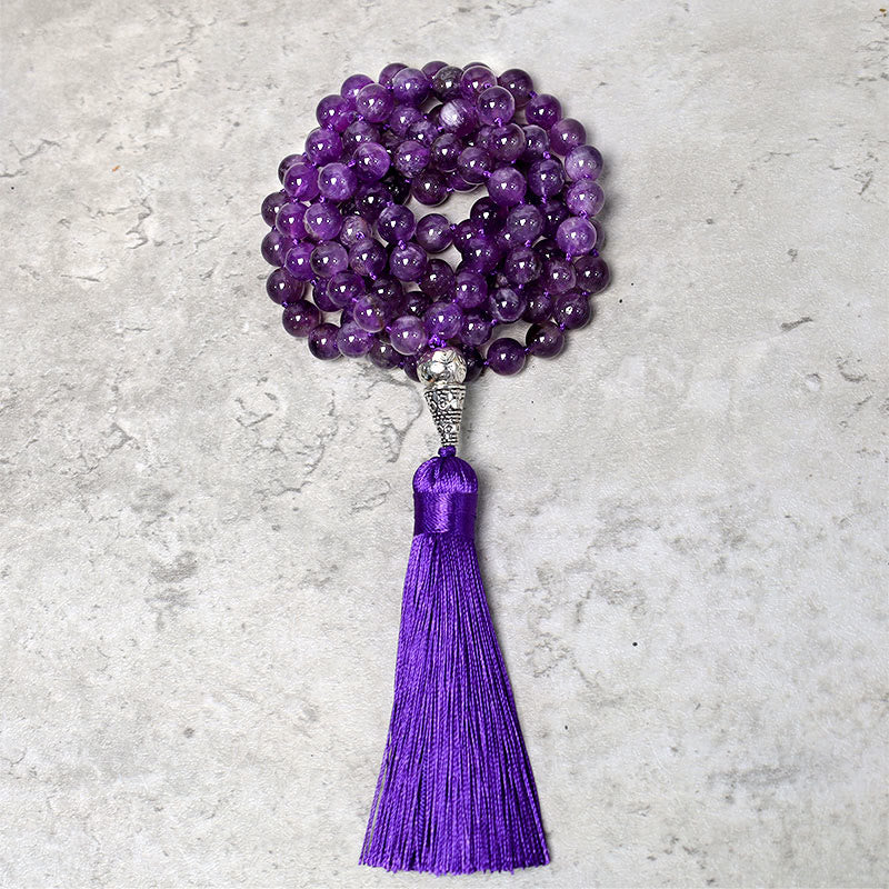 Buddha Stonesチベット 108Malaビーズネックレス ヨガ 瞑想 祈りのビーズネックレス