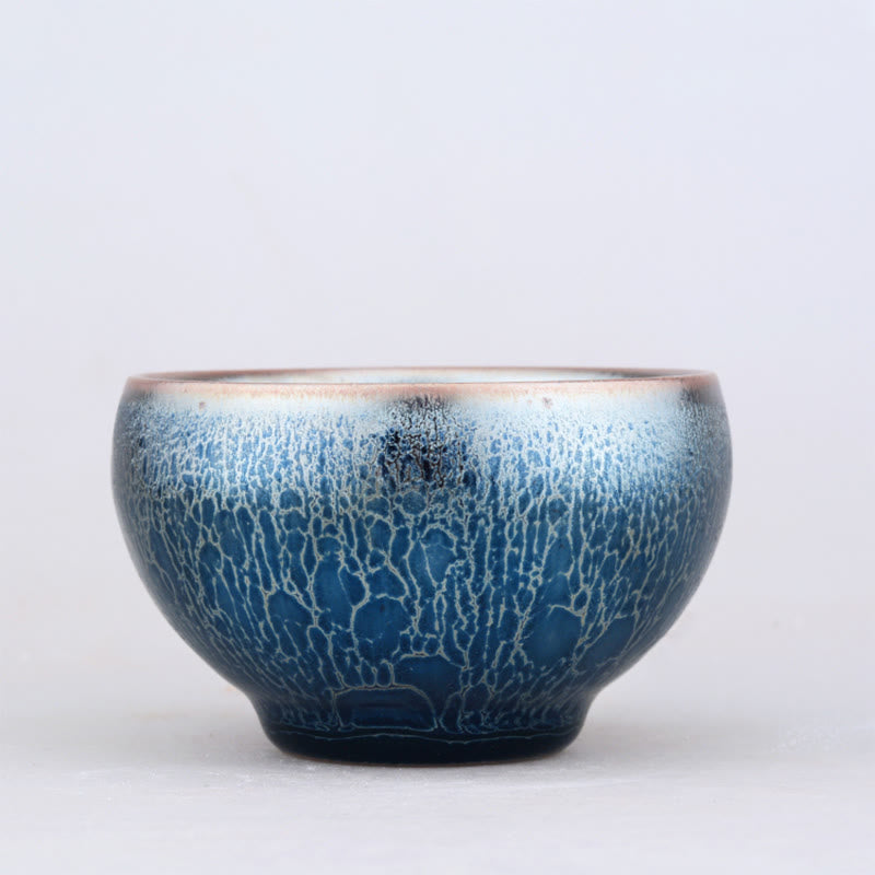 Buddha Stones手作りクラゲ龍鱗模様中国剣璽陶器ティーカップ天目カンフーティーカップ