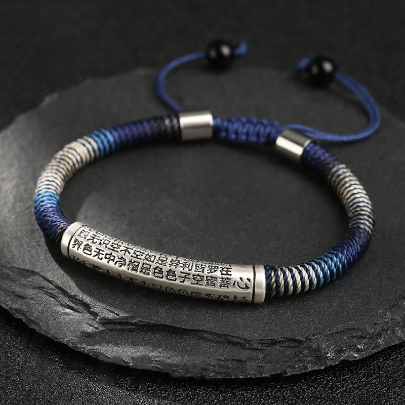 Buddha Stones999スターリングシルバー 般若心経 カームハンドメイド編み込みブレスレット