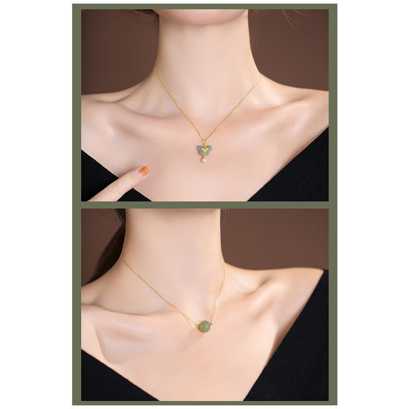 Buddha Stones925 スターリングシルバー 天然和田翡翠 シアン翡翠 幸運の笑う仏陀 蝶のネックレスペンダント - image 35