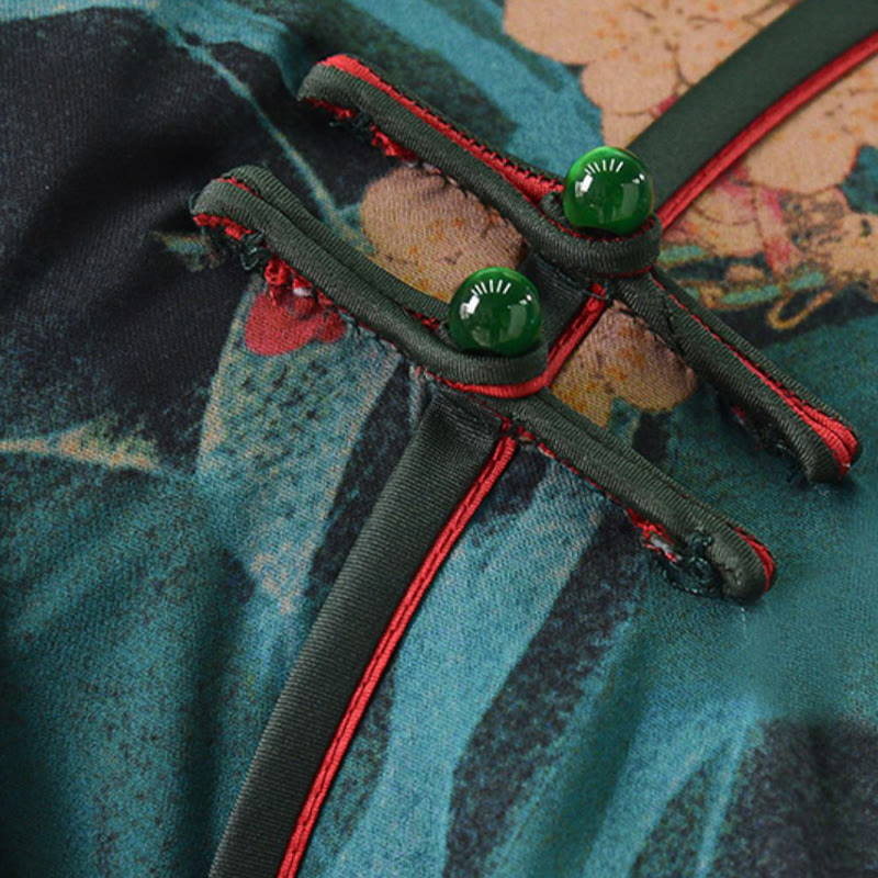 Buddha Stonesヴィンテージピンクの花柄チャイナドレスレディースチーパオドレス - image 7