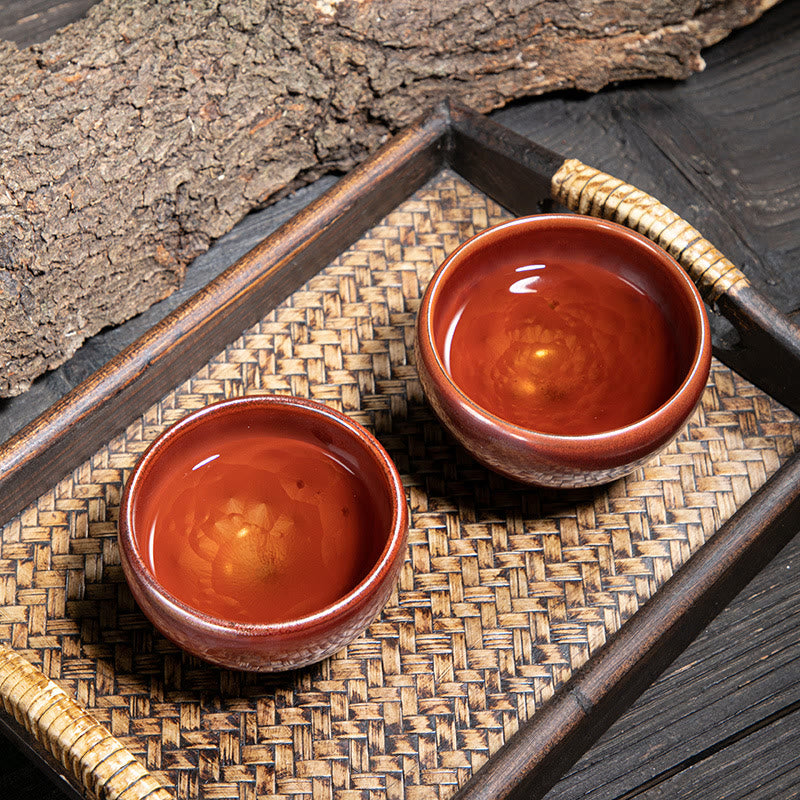 Buddha Stones手作り 中国 建禅 蓮華デザイン 陶器 ティーカップ カンフー ティーカップ