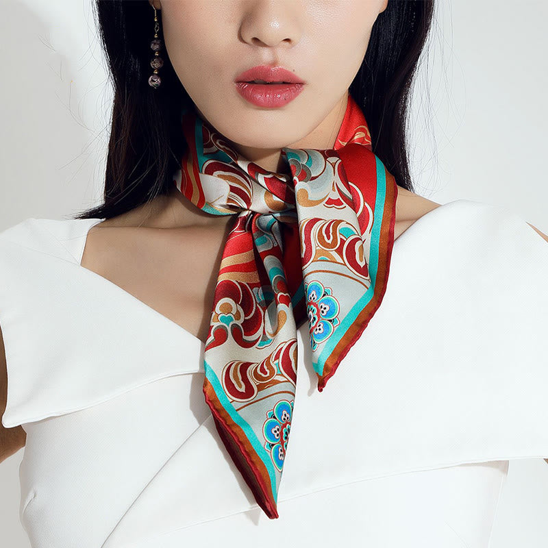 Buddha Stones敦煌 反芻 琵琶 飛翔 フレスコ画 100% 桑絹 スカーフ 高級 6A 敦煌 ショール