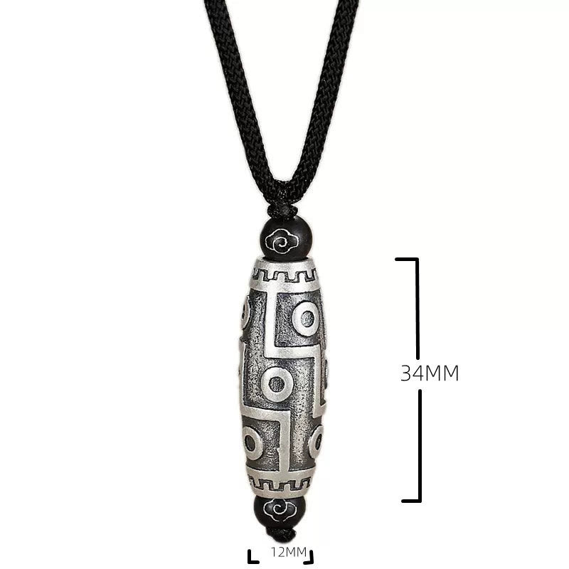 Buddha Stonesチベット 九眼 ビーズ模様 銅製 吉兆 雲 富のネックレスペンダント