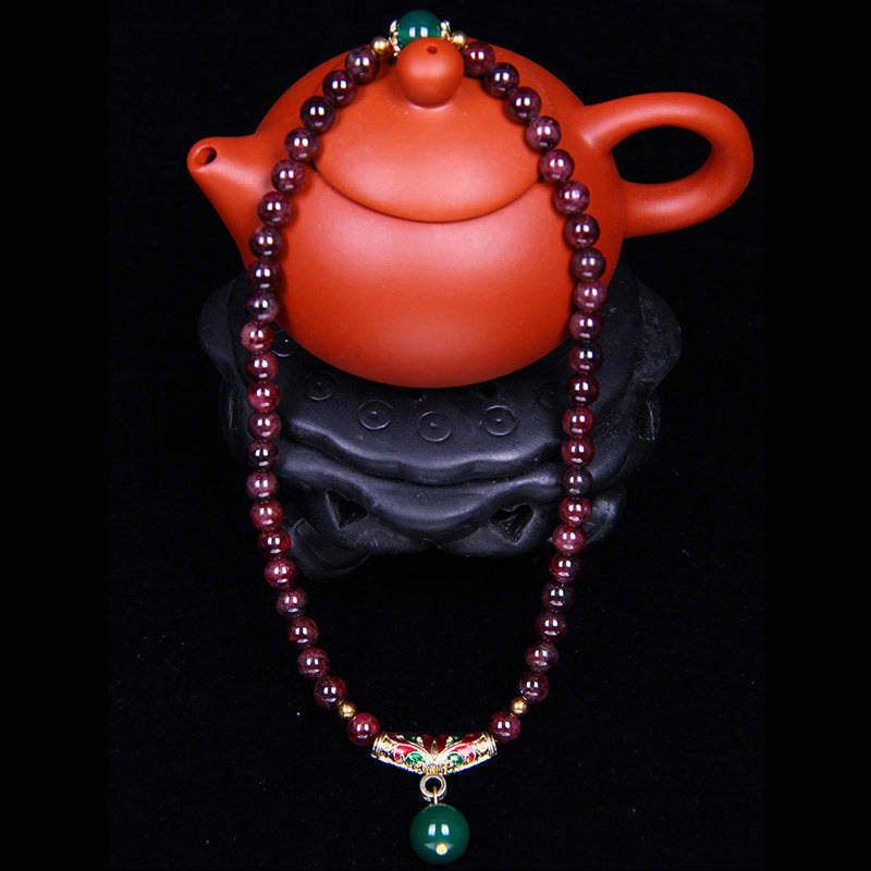 Buddha Stones天然ガーネット祝福ブレスレット