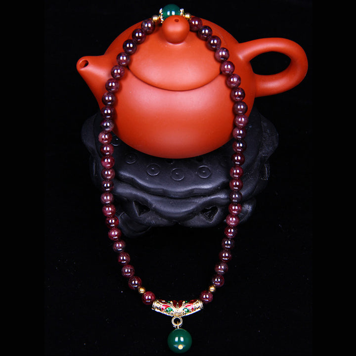 Buddha Stones天然ガーネット祝福ブレスレット
