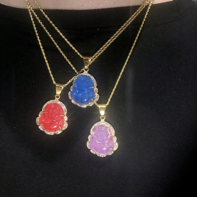 Buddha Stones18K ゴールドフィルド 笑う仏陀 翡翠 幸運のネックレスチェーンペンダント - image 23