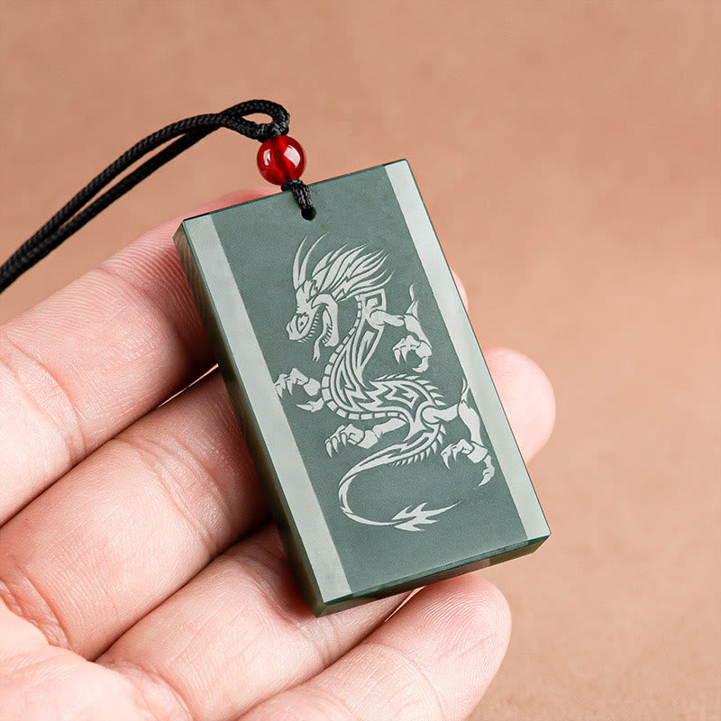 Buddha Stones和田翡翠 龍彫り 成功のネックレスペンダント - image 4