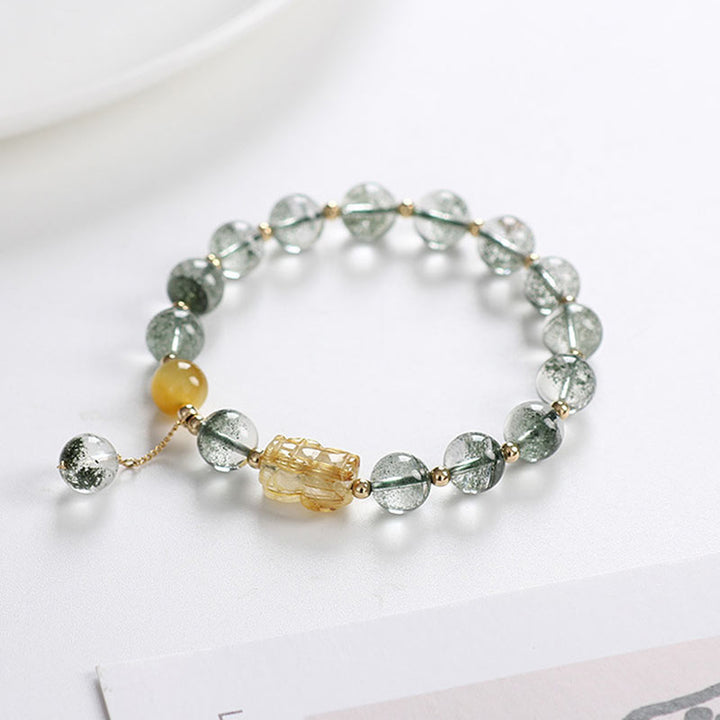Buddha Stonesグリーンファントムシトリン 貔貅 自信ブレスレット