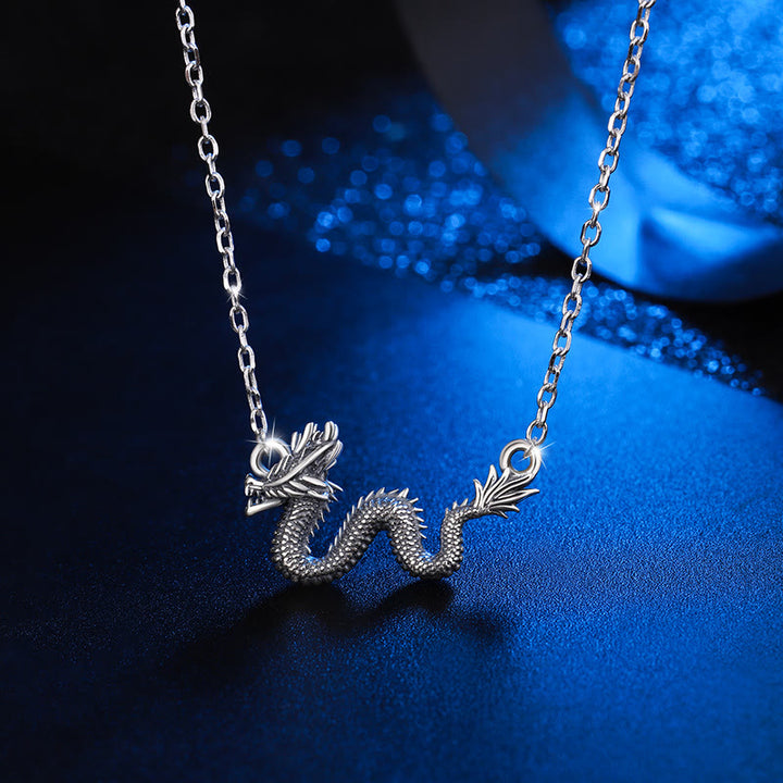 Buddha Stones925スターリングシルバー 龍年 縁起の良い龍の守護チェーンネックレスペンダント - 6.1グラム - image 0