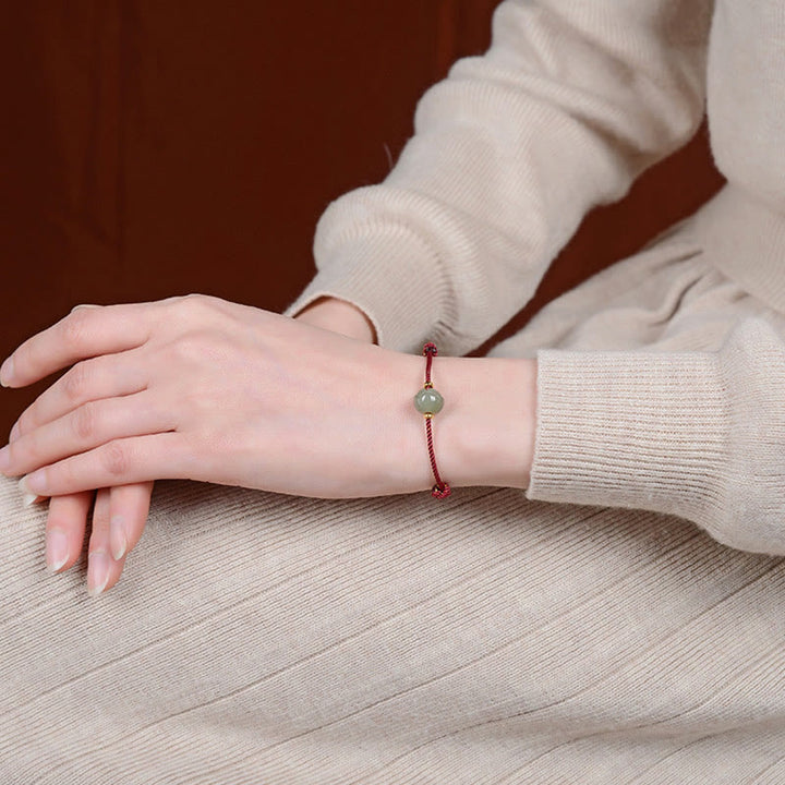 Buddha Stones925 スターリングシルバー ゴールドメッキ 和田翡翠 蓮華 幸運赤紐ブレスレット