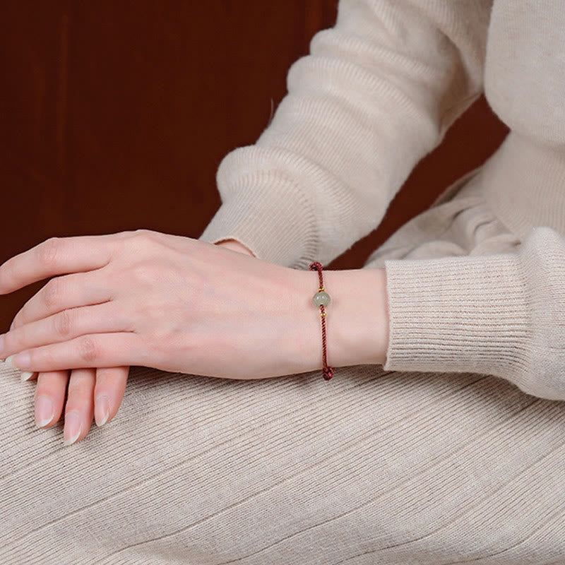 Buddha Stones925 スターリングシルバー ゴールドメッキ 和田翡翠 蓮華 幸運赤紐ブレスレット