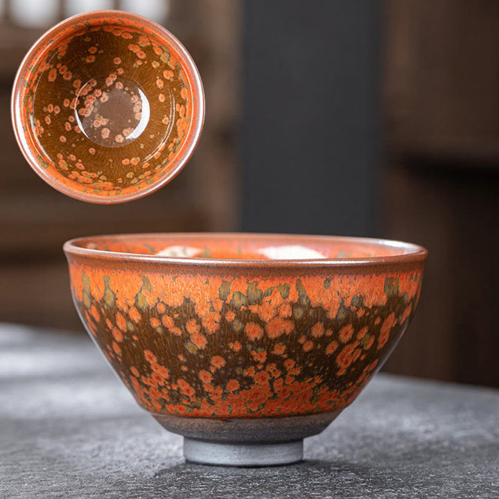 Buddha Stonesの花が咲く模様の中国建展窯変陶器ティーカップカンフーティーカップボウル